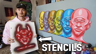 HOW TO MAKE STENCILS  EPIC MultiLayered Stencil Canvas Project [upl. by Chick]