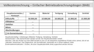 Einfacher Betriebsabrechnungsbogen BAB Hauptkostenstelle Kostenstelleneinzelkosten FOS  BOS [upl. by Barta]