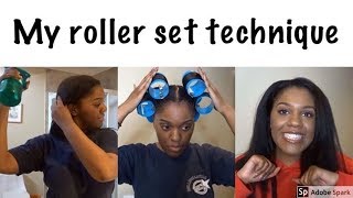 Roller set tutorial on RELAXED HAIR  results [upl. by Torp779]