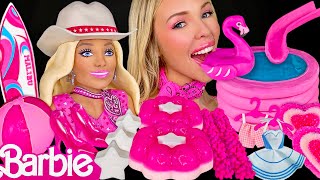 ASMR BARBIE DESSERTS MUKBANG Pool Cake Malibu Surfboard Star Jelly Flower Cookies Giveaway 먹방 [upl. by Gnehc42]