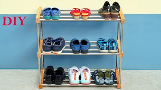 DIY Shoe Stand  Make Shoe Rack from Steel Pipe [upl. by Ntisuj56]