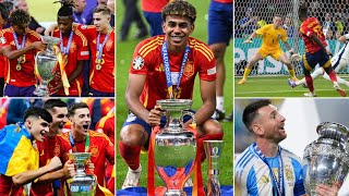 Barcelona News ft Lamine Yamal Nico Williams Spain 21 England amp Messi wins Copa America [upl. by Nirac]