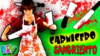 🎃 DISFRACES DIY para HALLOWEEN de ULTIMO MINUTO  Disfraz de CARNICERO asesino 🍴 [upl. by Nap903]