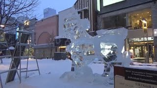 氷の彫刻、制作大詰め 北海道旭川市で世界大会 [upl. by Laurette]