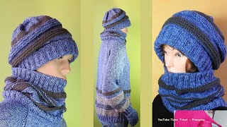 Tuto Tricot Bonnet Homme et Tour de Cou Homme  Bonnet Femme et Tour de Cou Femme facile création [upl. by Sheley728]