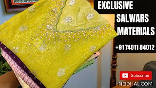 LATEST SALWAR MATERIALS  NEIDHALCOM  WhatsApp 917401184012 SEP 12 3081  Latest Fashions 🌺🌺🌺 [upl. by Mcevoy461]