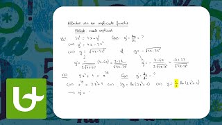 Afleiden van een impliciete functie dmv het expliciet maken van het voorschrift [upl. by Yelsgnik920]