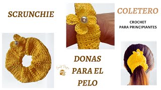 Cómo tejer coleteros  scrunchies  donas para el cabello a crochet  fácil [upl. by Jaynell127]