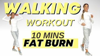 Walk at Home  10Minute Walking Workout  Ab Focused and Fat Burning  Knee Friendly  No Jumping [upl. by Irual799]