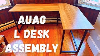 AuAg Modern 665 inch L Shaped Home Office Desk Assembly Instructions [upl. by Oetomit845]