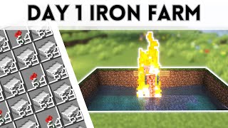 DAY 1 IRON FARM in Minecraft 121  335 INGOTSHR [upl. by Otineb155]