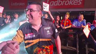 Live Darts Walkon  Simon Whitlock amp Jose De Sousa  Masters 2022 [upl. by Ahsaekal]