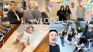 vlog  baby growing fast👶  finding a car seat💺  friends baby shower 🚿 [upl. by Adnorrahs]