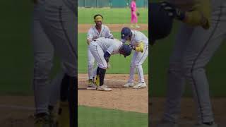 He did the Stanky leg After getting hit  Savannah Bananas bananaball baseball dance [upl. by Aicelav415]