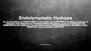 Medical vocabulary What does Endolymphatic Hydrops mean [upl. by Anek457]