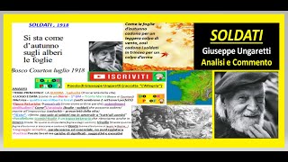 SOLDATI Giuseppe Ungaretti spiegazione analisi e commento [upl. by Adeehsar]