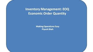 Economic Order Quantity EOQ made easy [upl. by Hunger]