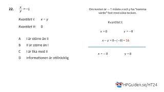 Högskoleprovet KVA uppgift 22 från höstens högskoleprov 2024 provpass 1 kvantitativ del [upl. by Ahsillek]