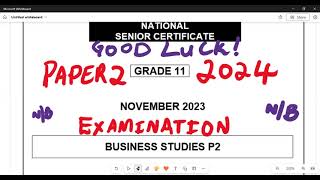 Grade 11 Business Studies PAPER 2 November 2023 [upl. by Franci568]