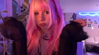 witch tries to do ASMR 🕷💜 fabric scratching jewelry tapping [upl. by Acireh]