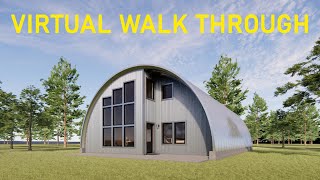 Virtual Walk Through 3Bedroom Quonset Hut House Q3518 Model Hut [upl. by Auqinihs]