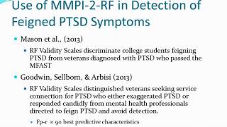 MMPI2RF Use in Trauma and StressorRelated Disorders [upl. by Adnoved294]