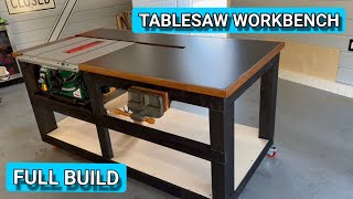 DIY Mobile Workbench With Tablesaw amp Vise  Full Build [upl. by Nelag]