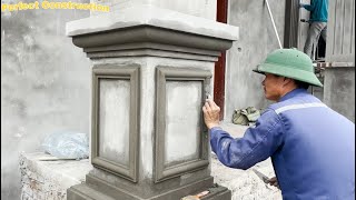 Construction and Design Tips for Beautiful Villa Column Architecture  Build Porch Column Base [upl. by Kendal977]