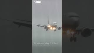 Planes struggle to land at Bristol Airport in strong winds [upl. by Acimat]