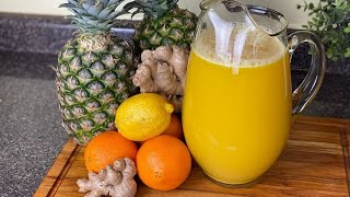 Reduce Inflammation and Cleanse Body of Toxins Pineapple Ginger Orange Turmeric Juice [upl. by Enilrad]