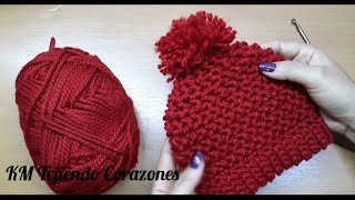 GORRO PARA BEBÉ DE 0 a 3 MESES EN PUNTO ESPINA DE PESCADO  Paso a paso [upl. by Sinnod]