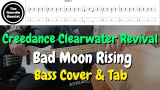 Creedance Clearwater revival  Bad Moon Rising  Bass cover with tabs [upl. by Dnar]