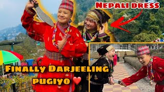 DAJEELING MA NEPALI DRESS ❤️MUSKAN LAI KHUKURI LEY HANEY🥹 FINALLY DARJEELING PUGYO PYARO SATHI HARU [upl. by Lalla]