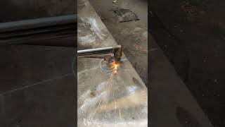 Cutting metal with gas cutter  Making hole in metallic sheet with gas cutter gascutting metal [upl. by Kcirevam]