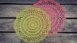 How To Crochet Easy Round Lace Doily [upl. by Nagem]