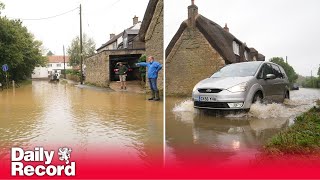 Flood warnings issued for parts of England with chance of isolated tornadoes [upl. by Aicatsanna]