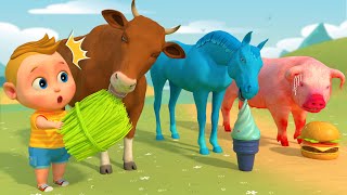 Paint Animals Cow Pig Dog Horse Eating Ice Cream  Funny Zoo Animals Cartoon  Boo Kids Cartoon [upl. by Erena469]