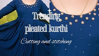 Trending pleated kurti cutting and stitching with measurements Jaseelas Boutique [upl. by Aissilem148]