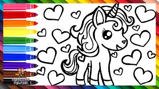 Como Desenhar um Unicórnio 🦄 Desenhar e Colorir um Unicórnio Fofo 🌈 Desenhos para Crianças [upl. by Nyvlem]