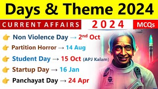 Days amp Themes 2024 Current Affairs  2024 Days amp Theme Current Affairs  Important Diwas 2024 [upl. by Pfeifer]