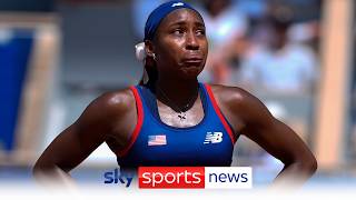 Coco Gauff hits out at umpire during Olympics defeat [upl. by Anemolif579]