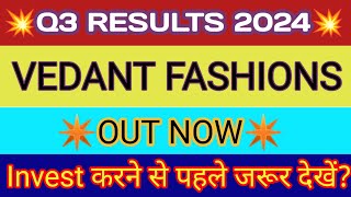 Vedant Fashions Q3 Results 🔴 Manyavar Result 🔴Vedant Fashions Share Latest News 🔴Manyavar Share News [upl. by Eittik639]