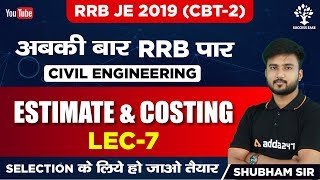 Lec07  Estimation amp Costing By Shubham Agarwal Sir  Civil Engg  RRB JE  Success Ease [upl. by Chevy533]