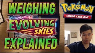 Evolving Skies Booster Box WEIGHABLE  Explaining how Weighing Pokemon Cards WORKS [upl. by Bensen607]