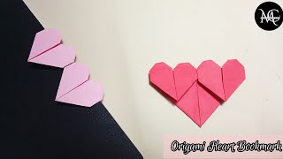 DIY Origami Heart Bookmark  Easy Heart Bookmark [upl. by Ylagam]