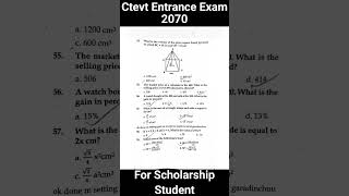 Ctevt Diploma entrance examination 2070 questions paper with answer for scholarship students video [upl. by Hennessy]