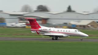 Embraer Phenom 300 landing Wellesbourne Mountford Airfield [upl. by Setarcos]