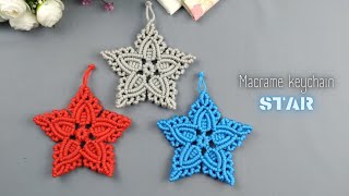 DIY Macrame Keychain Tutorial  Macrame Star with Carving  step by step [upl. by Leitman]