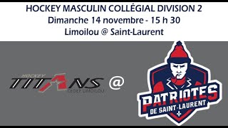 RSEQ Hockey masculin D2  Limoilou  SaintLaurent 14 novembre 2021 [upl. by Cyma]