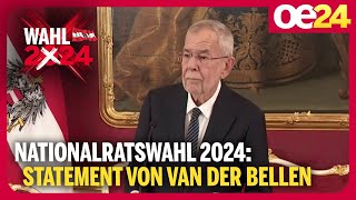 Nationalratswahl 2024 Statement von Van der Bellen [upl. by Llennol735]